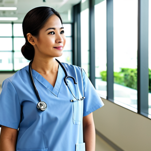 Home 17 A professional female doctor, wearing a modest, clean medical uniform, stands confidently in a modern, brightly lit private hospital lobby in Manila, Philippines. The background features sleek design, polished floors, and subtle high-tech medical equipment. Sunlight streams through large windows. professional photography, high resolution, soft lighting, sharp focus, perfect anatomy, correct proportions, natural pose, well-formed hands, proper finger count, natural body proportions, fully clothed, modest clothing, appropriate attire, professional dress, safe for work, appropriate content, family-friendly.