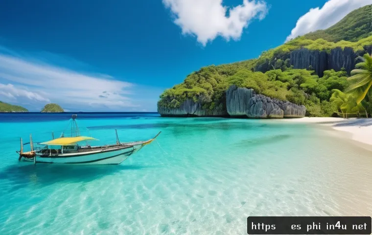 필리핀과 태국 비교 여행 정보 - A serene tropical beach scene featuring fine white sand and crystal-clear turquoise waters, inspired...